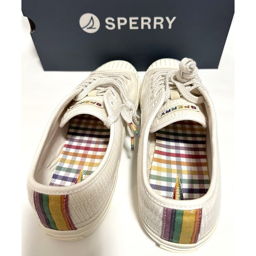 Sperry Shoes Men's Size 12 Racquet Oxford Pride Sneaker White Beige Multicolor